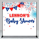Aperturee - White Red Blue Sparkle Custom Baby Shower Backdrop